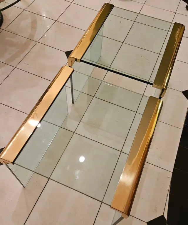 PAIR OF MCM BRASS AND GLASS SIDE TABLES BY LEON ROSEN FOR PACE in Other Tables in City of Toronto - Image 5