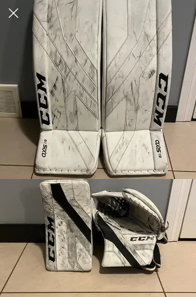 CCM Axis 1.9 goalie set (Senior 33+1 pads, Intermediate gloves), View more
