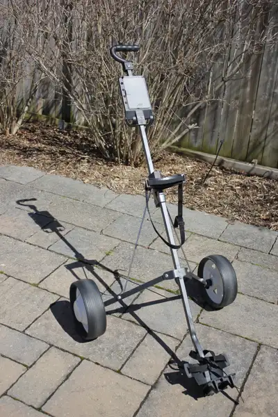 Golf pull cart. 10 x 3 inch wheels. No issues.