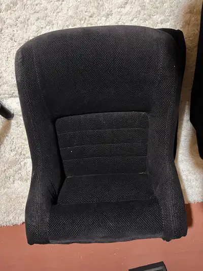 Factory seats for 1980-1982 black cloth. One needs repair. Will ship Located in Delta B.C.