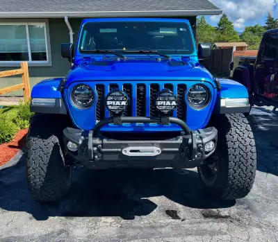 Carfax report available from seller. 2021 Jeep Gladiator Rubicon, Hydro Blue Pearl over black leathe...