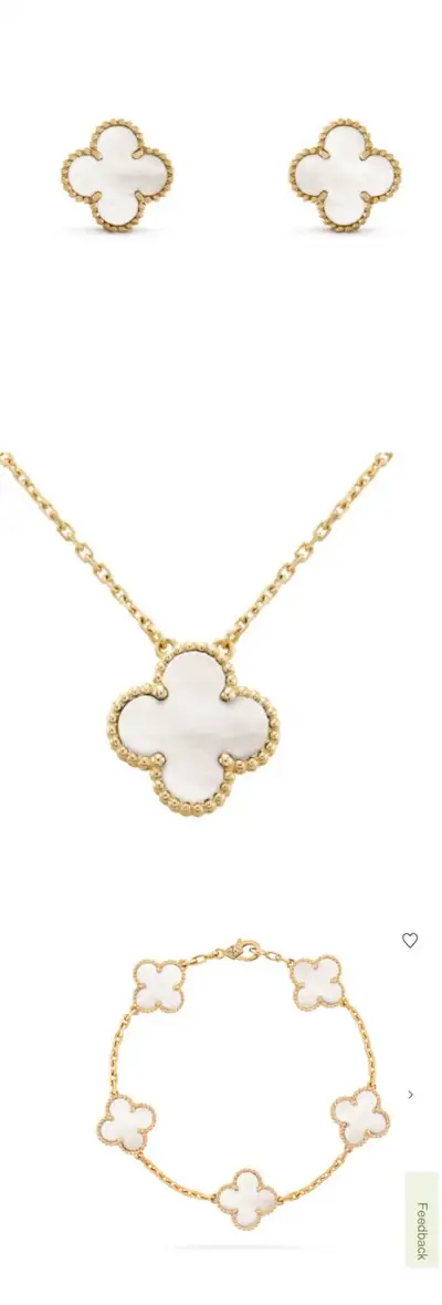 SURMESURE Custom Made Van Cleef and Arpels Set of 3 Vintage Alhambra Pieces including : Earrings Nec...