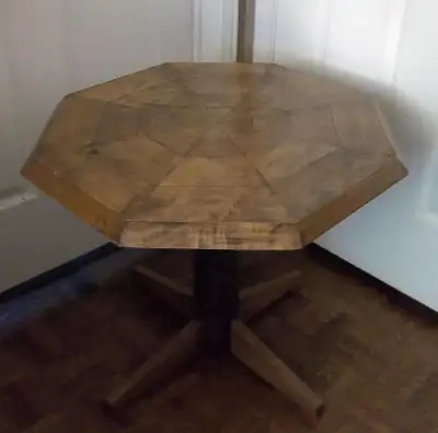 Antique Solid Wood Occasional Table With Turned Pedestal Base, View more