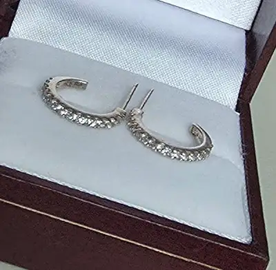 1990's Silver 925 Zirconia Designer Signed Half Hoops Earrings, View more