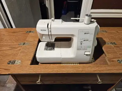 Kenmore Sewing machine with custom built table/storage, View more