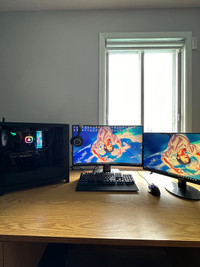 PC gaming with keyboard, monitors, mouse and headset included 