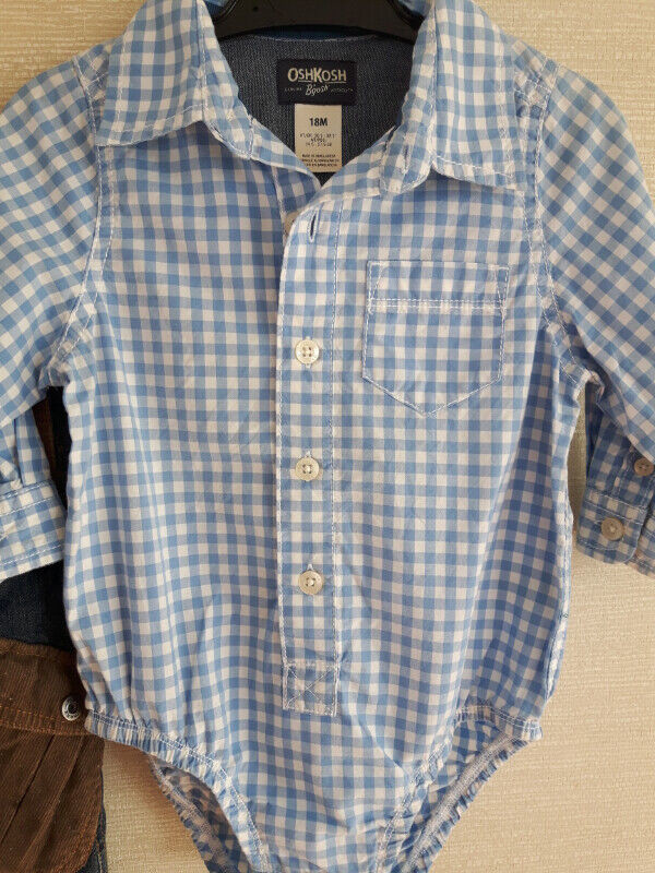 Salopette Mexx Jeans enfant et chemise Oshkosh B'Gosh,18 mois dans Vêtements - 12 à 18 mois  à Longueuil/Rive Sud - Image 2
