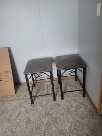 2 Marble top side tables, View more