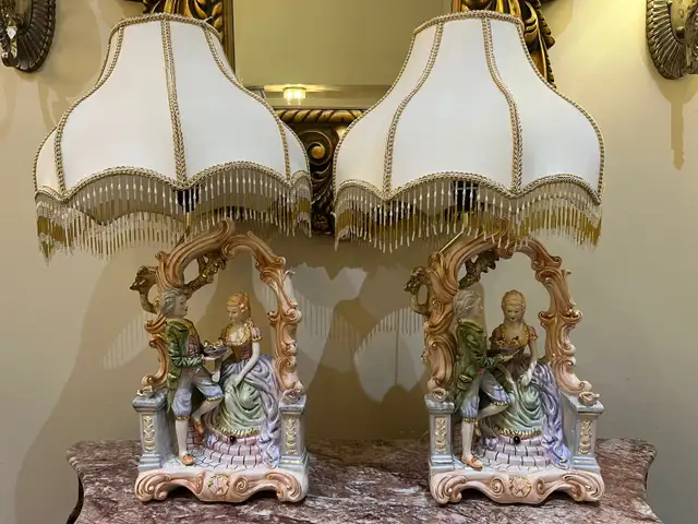 Gorgeous Capodimonte porcelain lamps $500 firm