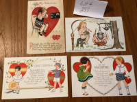 Antique Valentine Postcards.   4 cards ranging from 1910-1930’s