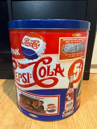 Pepsi Cola Vintage Tin Can Storage w/ Lid