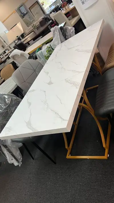 Modern marble like 59" Dining Table for 6,  Kitchen Dinner , View more