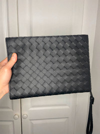 Bottega Veneta Black Leather Pouch