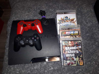 PS3 120gig 1 red wireless controller an 3 games