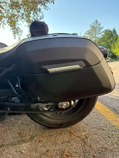 Selling my 36L Lamellar Raven, Viking Saddle bags for $350 OBO. They have been predrilled for a Rebe...