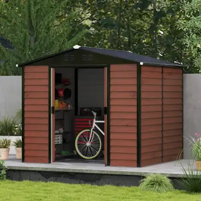 8' x 7' Outdoor Storage Shed, Galvanized Steel Metal Garden Shed, View more