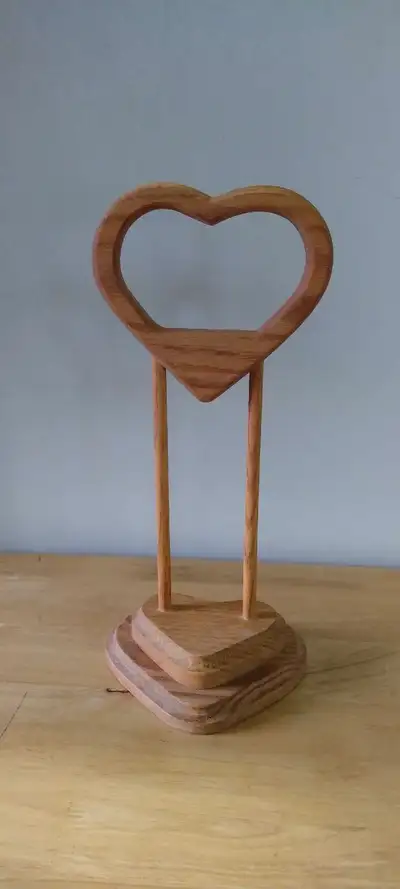 Handcrafted Oak Heart Towel Holder, View more