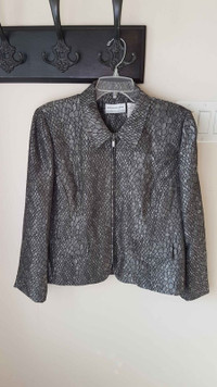 Women's Size 12 Petite Textured Lined Pewter Jacket