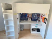 Loft bed with desk and shelves