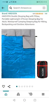 Double Sleeping bags with bellows. New sealed. Available in KW