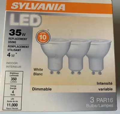 Sylvania LED 35w (PAR16) 1 Box of 3 LED Dimmable Light Bulbs, View more