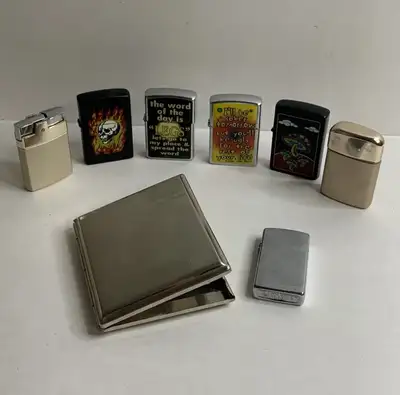 Includes 7 lighters - 2x Ronson - 1 zippo(engraved says Costel), 4 brand less zippo style and a cig...