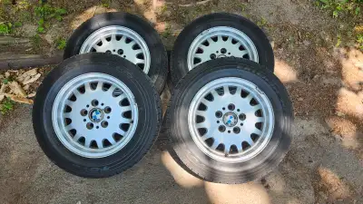 Vintage bmw rims and tires two 205/60/15 two 215/60/15. Opened to best offers.