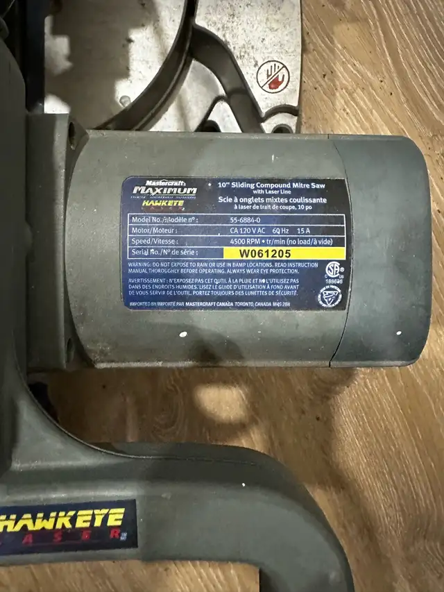Mastercraft Hawkeye Mitre Saw 10” sliding pickup only @ Glynn rd in Power Tools in Oshawa / Durham Region - Image 6