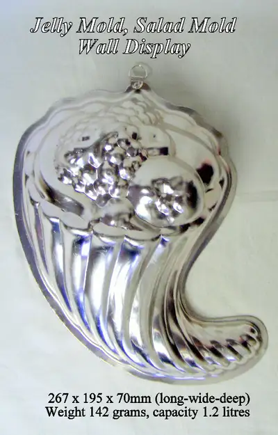 Cornucopia, jelly mould. Aluminum, excellent condition, View more