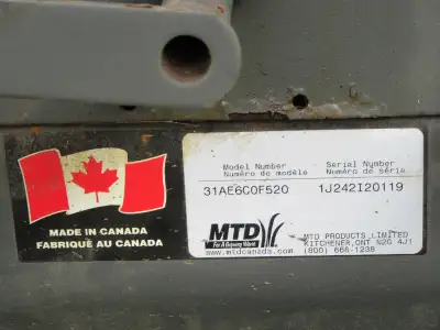 Snowblower MTD Snowflite 10hp made in Canada, View more
