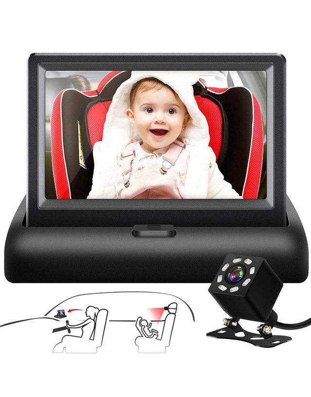 Baby Car Mirror, 4.3'' HD Night Vision Function Car Mirror Displ in Strollers, Carriers & Car Seats in Hamilton