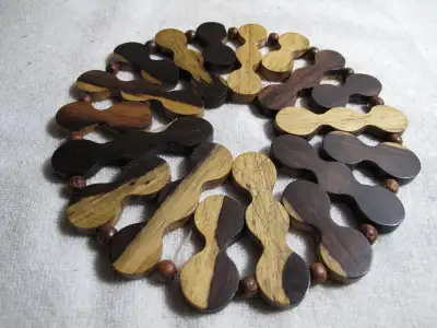 7" Diameter By 1/4" Thick Ebony Wood Hot Plate, View more