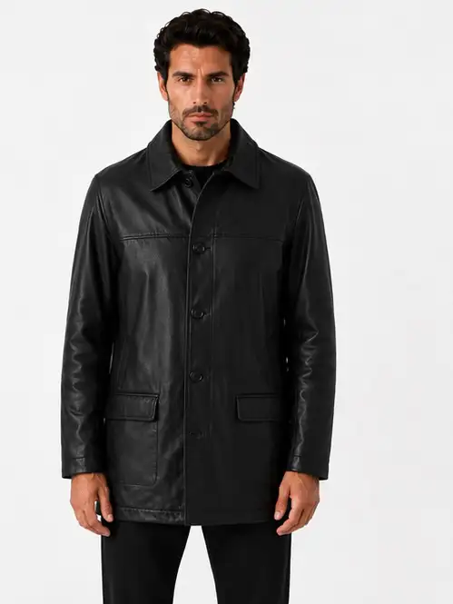 Men’s Classic Black Leather Coat 4XL in Men's in Oshawa / Durham Region - Image 3