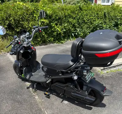 Ideal for camping grounds, legal on roads in Ontario but not in Quebec because of pedals. Idéal pour...