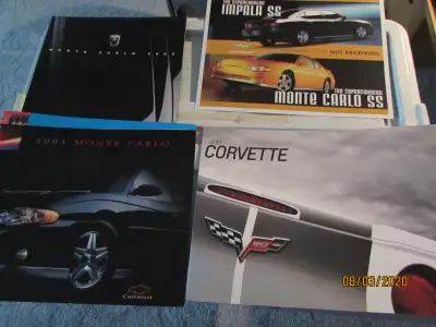 CAR AND TRUCK BROCHURES MOSTLY ALL GM LATE 1960’S TO 2017 ABOUT 300 T0 SELL, CALL FOR PRICES.