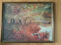 Fine art print framed fall scene landscape 29.5" x 23.5"