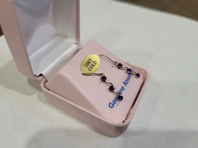 Brand New 10KT White Gold Amethyst Earrings For Sale in Jewellery & Watches in London - Image 3