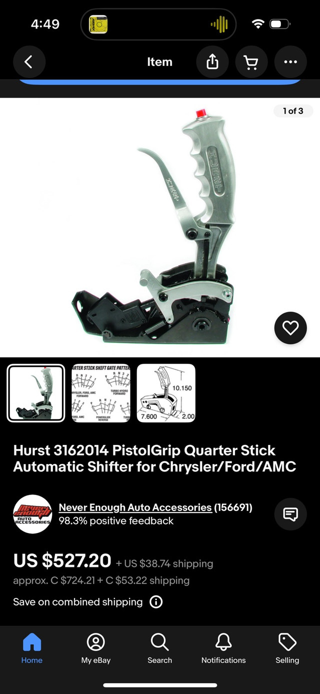 Hurst Pistol Grip Shifter in Transmission & Drivetrain in Leamington - Image 4
