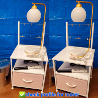 Multi-Bedroom-Night Table w. Fabric Drawer+Lamp+Curling iron...