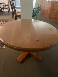 Round Solid Wood Table with Glass Cover