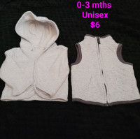 0-3 month vest and hoodie sweater