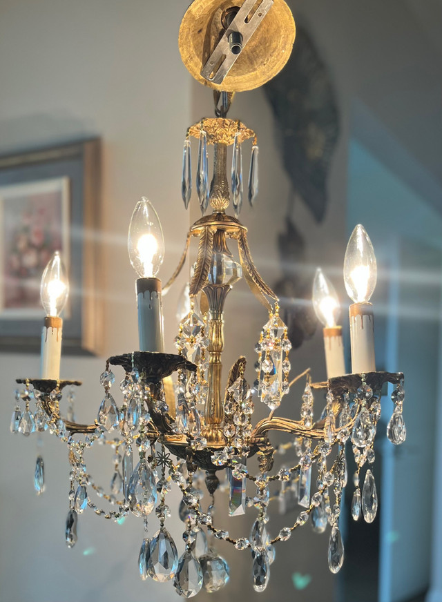 CRYSTAL VINTAGE BRASS CHANDELIER Éclairage intérieur et plafonniers