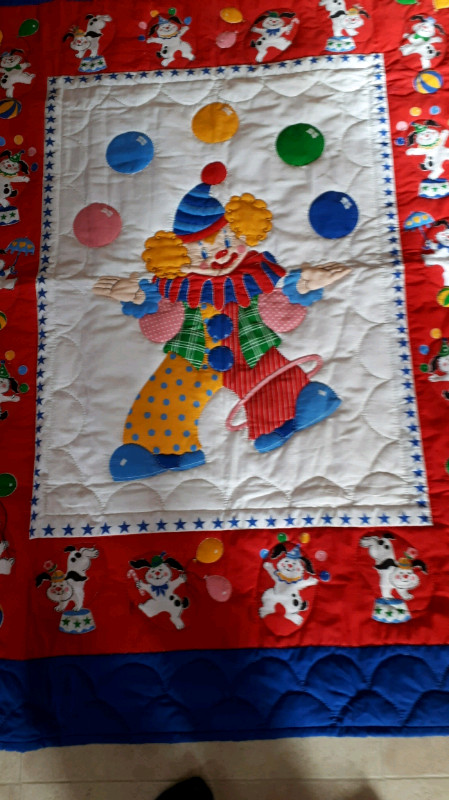 New crib quilt for baby: hand quilted, circus theme in Cribs in London - Image 2