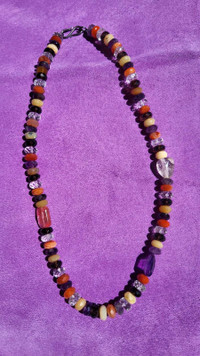 Multi stone necklace, 18" long, hand made