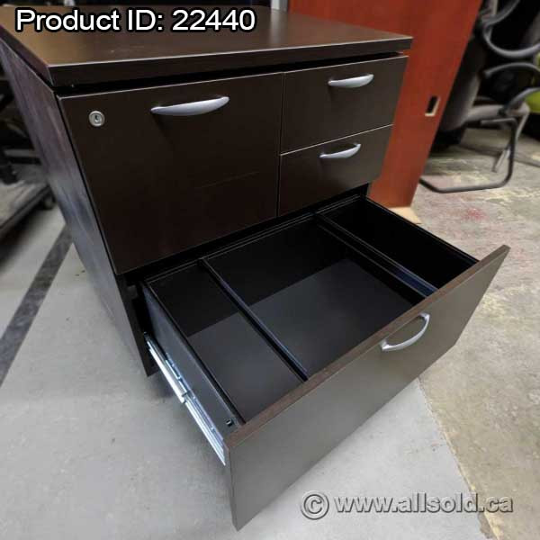 Teknion Espresso 4 Drawer Double Wide Pedestal File Cabinet in Storage & Organization in Calgary - Image 3