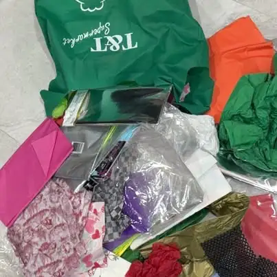 Assorted Gift Wrapping Supplies and T&T Supermarket Bag