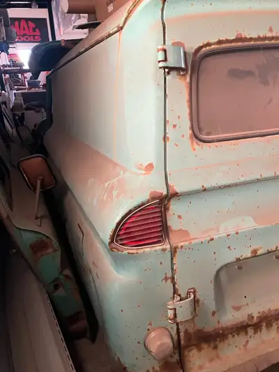 This is a rusty shell with a bunch of parts. There’s new front fenders, doors, fuel tank, chrome tri...