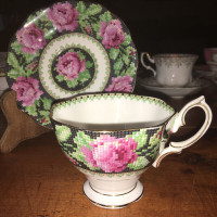 Vintage Needlepoint China Royal Albert Teacup and Saucer -