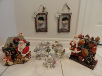 CHRISTMAS DECORATIONS - SANTAS WITH FIREPLACE, SNOWMAN FIGURINES