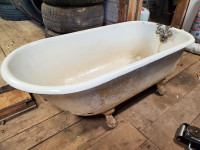 Clawfoot tub, 3/4 length, cast iron 